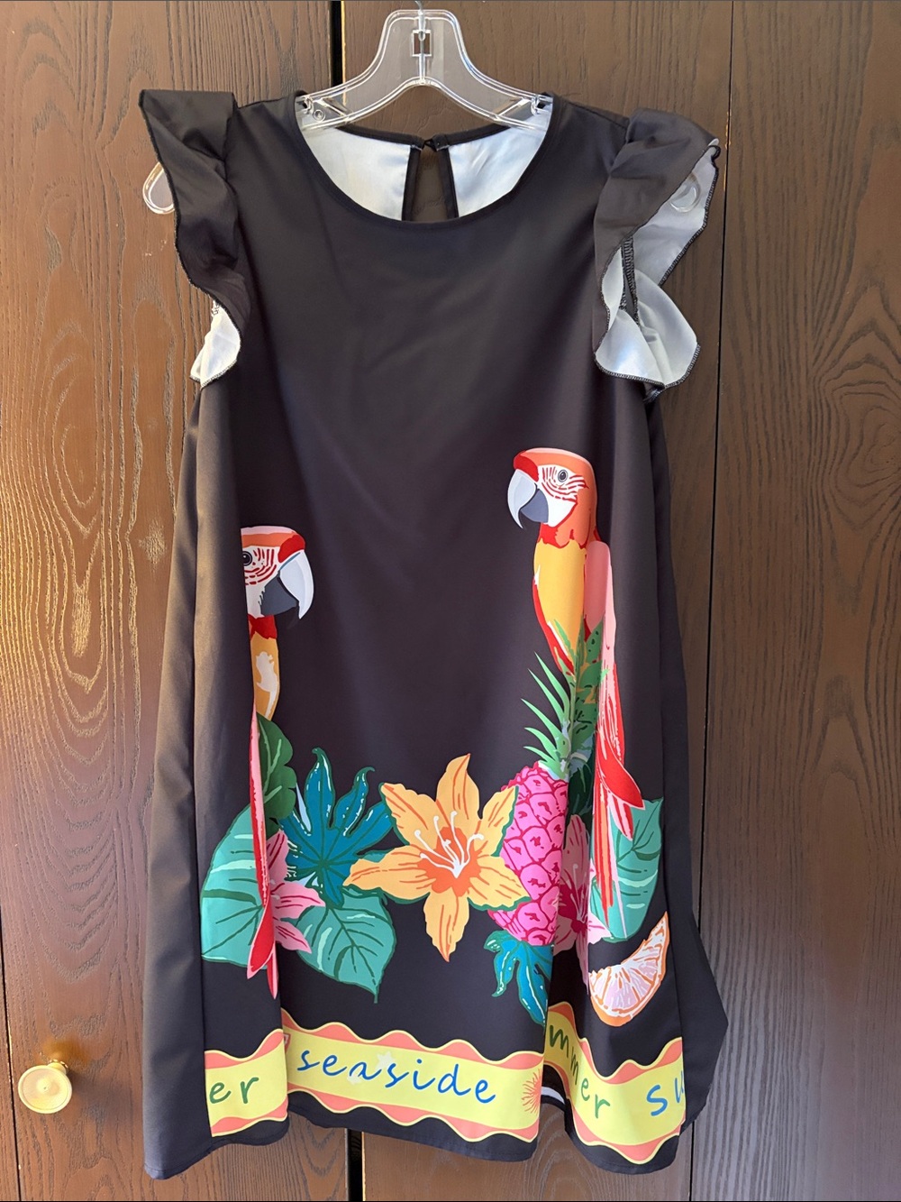 No brand Black Tropical Parrot Print Dress. Size Small